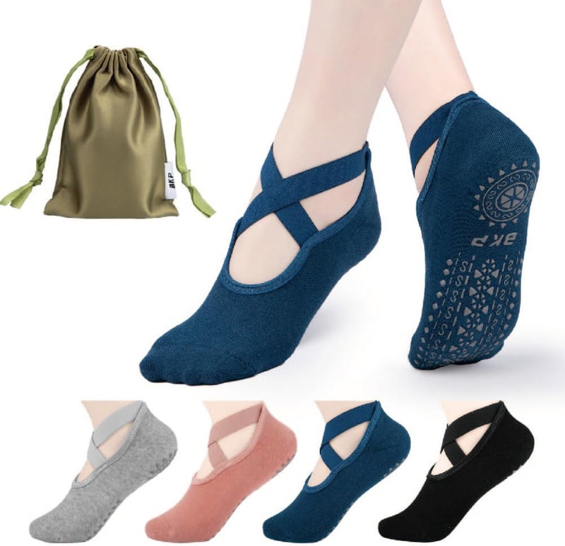 BKP Yoga Socks for Women,Pilates Socks Non Slip Grip Socks Suitable for Ballet,Plasticity,Dance,Home,Training - Image 1